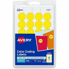Avery 3/4 inch round removable color coding labels yellow