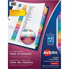 Avery A-Z Dividers, 26 Tabs, Ready Index, Multicolor Tabs