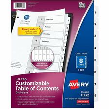 Avery Binder Dividers, 8 Tabs, Ready Index
