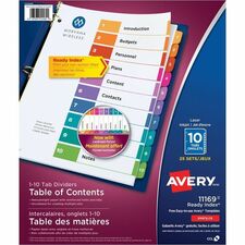 Avery Ready Index 10 Tab Binder Dividers, 24 Sets