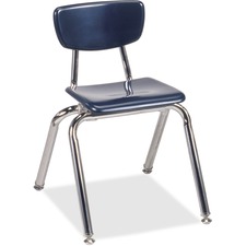 Virco 3014 Stack Chair in navy with chrome frame