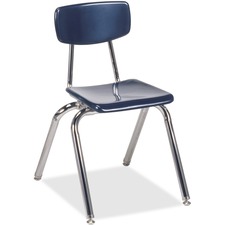 Virco 3016 Stack Chair in navy with chrome frame