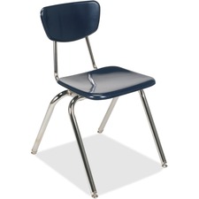 Virco 3018 Stack Chair in navy with chrome frame