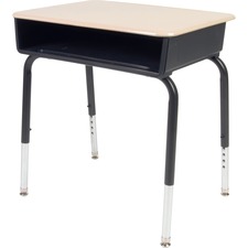 Virco 785 Open Front Student Desk with Book Box - Sandstone Rectangle Top - 4 Legs - Height Adjustable - 22 inch to 30 inch Adjustment - 24 inch Table Top Length x 18 inch Table Top Width - 30 inch Height - Educational Environment - Assembly Required - Chrome, Laminated - 2 / Carton