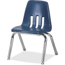 Virco Classic 9012 Stack Chair - Navy Seat Color - Plastic Seat Material - Chrome Frame Color - 4 / Carton