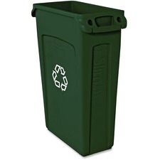 Rubbermaid Commercial Slim Jim 23-Gallon Vented Recycling Container Green