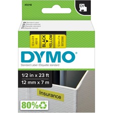 Dymo D1 Electronic Tape Cartridge yellow polyester label tape