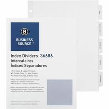 Business Source Punched Tabbed Laser Index Dividers 5 Blank Tabs