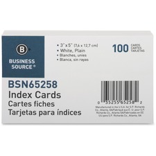 Business Source Plain Index Cards 5 x 3 100 Pack