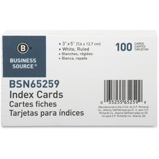 Business Source Ruled Index Cards 5 x 3 100 Pack