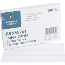 Business Source Ruled Index Cards 6 x 4 100 Pack