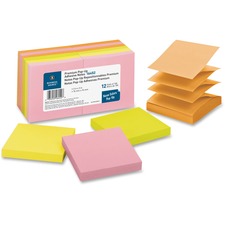 Business Source Reposition Pop-up Adhesive Notes Assorted Neon