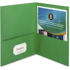 Business Source Letter Recycled Pocket Folder Green