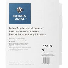Business Source Un-punched Index Dividers Set 5-tab