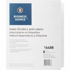 Business Source Unpunched Index Dividers Set 8-tab