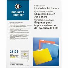 Business Source Laser Inkjet File Folder Labels 1500 Pack