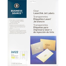 Business Source Mailing Address Labels - 1 inch x 2 3/4 inch - Clear - 750 Pack