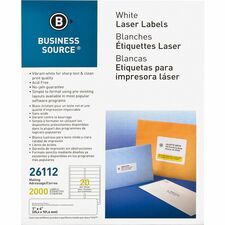 Business Source Bright White Premium-quality Address Labels - 1 inch x 4 inch - 2000 Pack