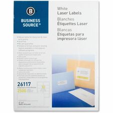 Business Source Bright White Premium-quality Shipping Labels - 2" Width x 4" Length - Permanent Adhesive - Rectangle - Laser, Inkjet - White - 10 / Sheet - 250 Total Sheets - 2500 / Pack
