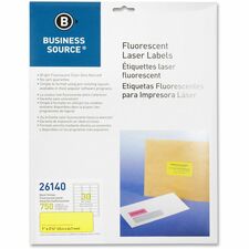 Business Source Neon Labels 1 x 2 5/8 Neon Yellow