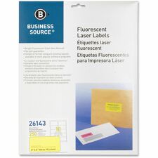 Business Source Neon Labels 2 x 4 Neon Yellow