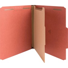 Nature Saver 2/5 Tab Cut Letter Recycled Classification Folder - 8 1/2" x 11" - 4 Fastener - 2" for Folder, 1" for Divider - 1 Divider - 25 pt. - Pressboard - Redrope - Tyvek Gusset - 100% Recycled - 10 / Box