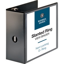 Business Source Basic D-Ring View Binders 5 inch black