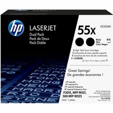 HP 55X original laser toner cartridge dual pack