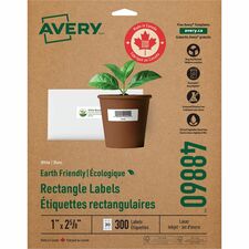 Avery Earth Friendly Rectangle Labels for Laser and Inkjet printers, 1 x 2 5/8 inch
