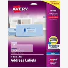 Avery Easy Peel Inkjet Printer Mailing Labels 1 21/64 x 4 140 Labels