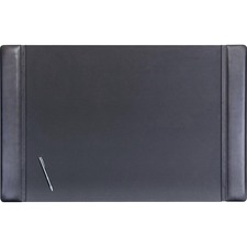 Dacasso Leather Side-Rail Desk Pad - Rectangular - 38 inch Width x 24 inch Depth - Felt Black Backing - Top Grain Leather - Black