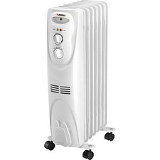 Lorell 3-Setting Oil-Filled Heater - Oil Filled - Electric - 1500 W - 3 Heat Settings - White