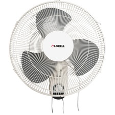 Lorell Pull-chain Wall-Mounting 3-speed Fan - 16 inch Fan Diameter - 3 Speed - Adjustable Tilt Head, Oscillating - White
