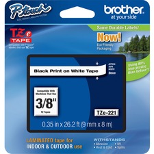 Brother TZe Laminated Tape Cartridge - 3/8 inch Width - White