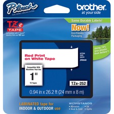 P-touch TZe Laminated Tape - Red White