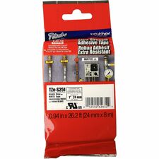 Brother TZe Extra-Strength Adhesive Tape - x 1 inch Width - Thermal Transfer - White - Polyethylene - Laminated - 1 Each