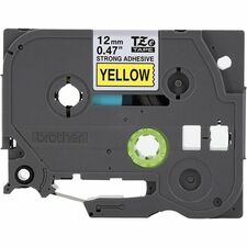 P-touch Industrial TZe Tape Cartridge - x 15/32 inch Width - Black, Yellow - Polyethylene - Laminated - 1 Each