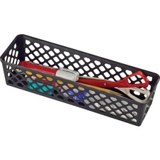 Officemate Supply Baskets - 2.4" Height x 10.1" Width x 3.1" Depth - Black - Plastic