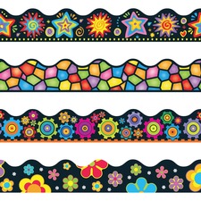 Trend Bulletin Board Trimmer Variety Pack - Brights on Black Shape