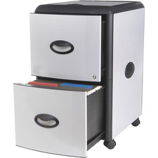 Storex Deluxe File Cabinet - 2-Drawer - Black and Aluminum