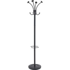 Alba Four Double Peg Coat Stand - 8 Pegs - Black - 1 Each