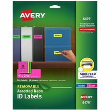 Avery Multipurpose Label in neon green magenta and yellow