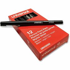 Universal Porous Point Pen Stick Medium 0.7 mm Black Ink Black Barrel Dozen