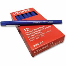 Universal Porous Point Pen Stick Medium 0.7 mm Blue Ink Blue Barrel Dozen
