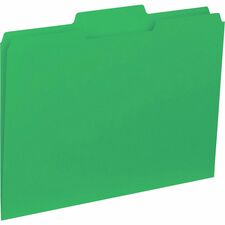 Business Source 1/3 Tab Cut Letter Recycled Top Tab File Folder Green