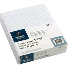 Business Source Glued Top Ruled Memo Pads - Letter - 50 Sheets