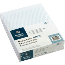Business Source Glued Top Ruled Memo Pads - Letter - 50 Sheets