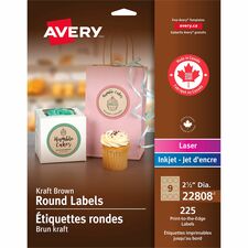 Avery Kraft Brown Round Labels 2 1/2 inch Diameter