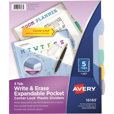 Avery Corner Lock Write & Erase Plastic Dividers with Expandable Pockets