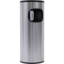 Genuine Joe fire-safe 3-gallon ashtray receptacle stainless steel